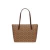 Coach Zip Top Tote 30 Classic Monogram Logo Coated Canvas Tote Bag Women tote Brown CBT20-IMXHE