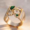 Huitan Women Two Tone Ring Inlaid Sparkling Geometric Cubic Zirconia Special Design Party Evening Accessories Noble Lady JewelryGood product