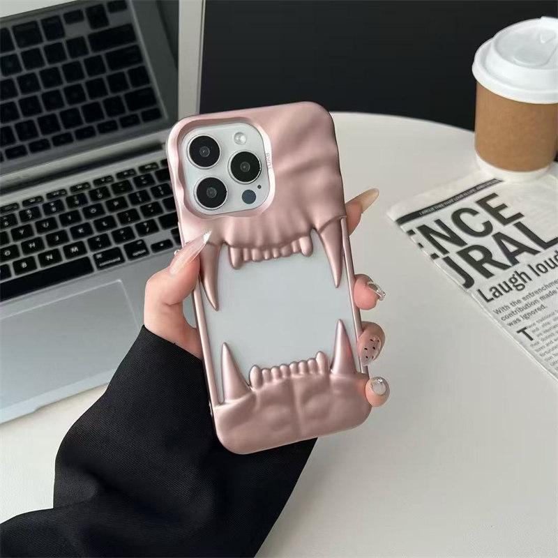 Роскошный чехол для телефона с гальваническим покрытием в виде клыка для iPhone 16, 15, 14, 13, 12, 11 Pro Max - Полый теплоотводящий чехол премиум-класса