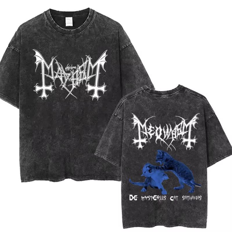 Лучшая Знаменитая Mayhem Deathcrush Винтажная Стиранная Футболка Мужская Женская Классическая Death Black Metal Рок-группа Футболки Унисекс Уличная Одежда