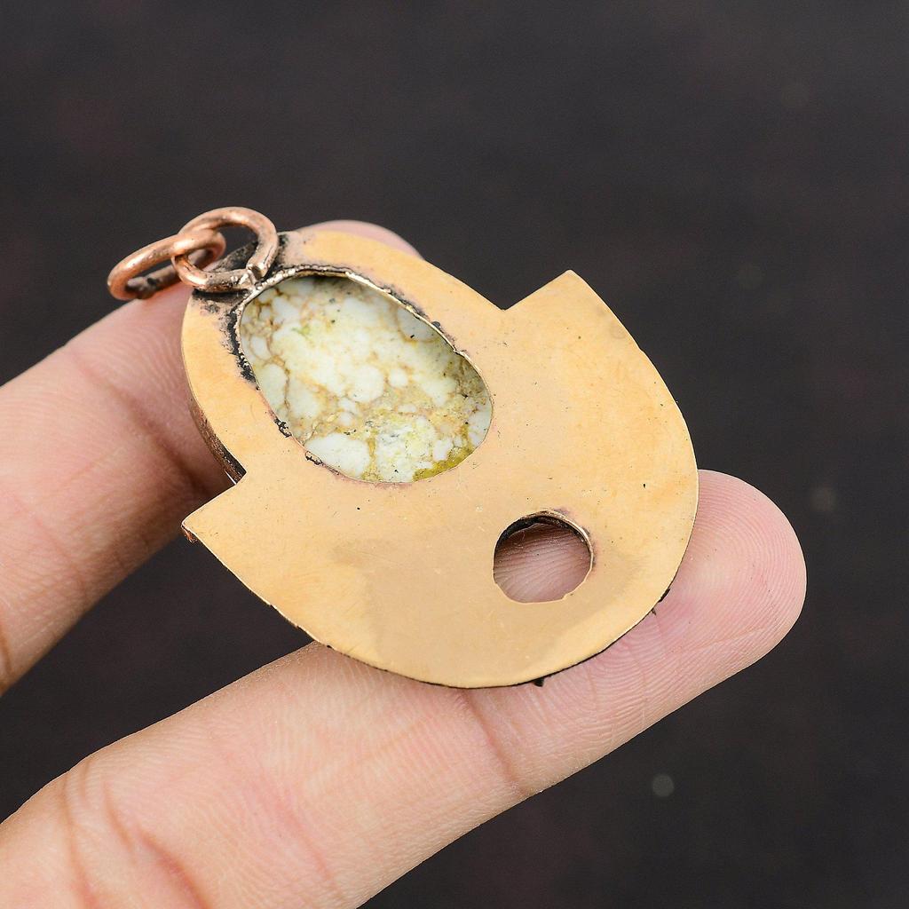 Wild Horse Magnesite Pendant Copper Pendant Handmade Pendant Wild Horse Magnesite Jewelry Gemstone Pendant For Gift Copper Design Jewelry