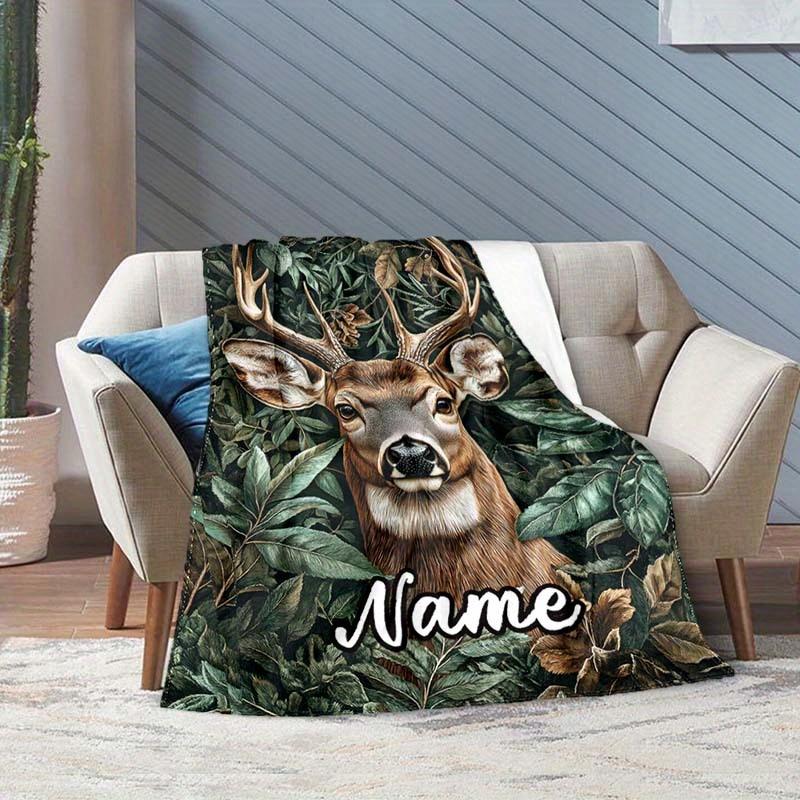 Deer Scarf Customize Your Name Blanket Warm Comfortable And Soft Blankets Are Suitable For Home Chairs Office Sofas Sofas Office Camping And Gifts For