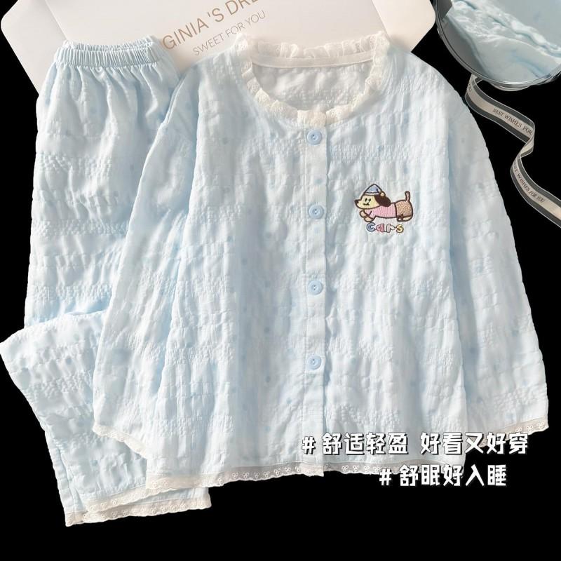 Girls Cotton Pajama Set Long Sleeve Princess Style Home Wear 2026 Kids Sleepwear