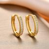 French Retro Zircon-Studded Earrings: Women's Geometric Hoops with Full Zircon Inlay, Simple Fashion.