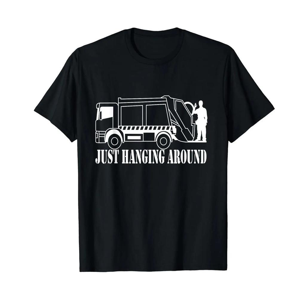 Just hanging around for Garbage Unisex and Trucks T Shirt vintage Washed Breathable Slightly Stylish homme graphic Comfortable