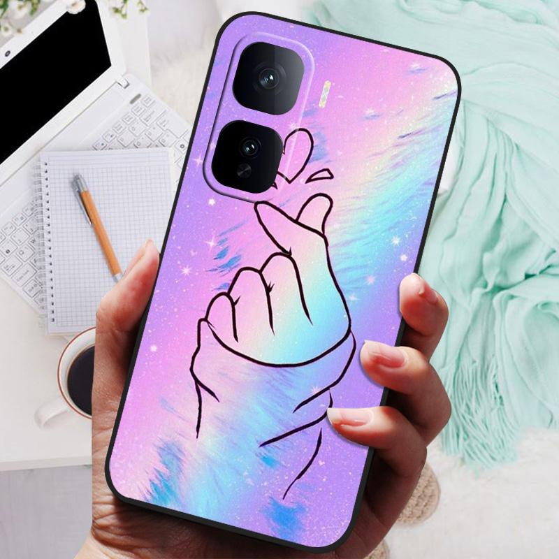 Чехол для VIVO IQOO Neo 10 Pro Черная крышка Цветы Силиконовый Мягкий Задний Чехол Для телефона vivo iQOO Neo 10 Neo10 5G 10Pro Бампер