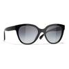 CHANEL Letter Decorated Visor Acetate Frame Butterfly Sunglasses Women's Black