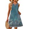 Ladies Fashion Casual Summer Vintage Floral Print Dress With Pocket Beach Holiday Vest Dress