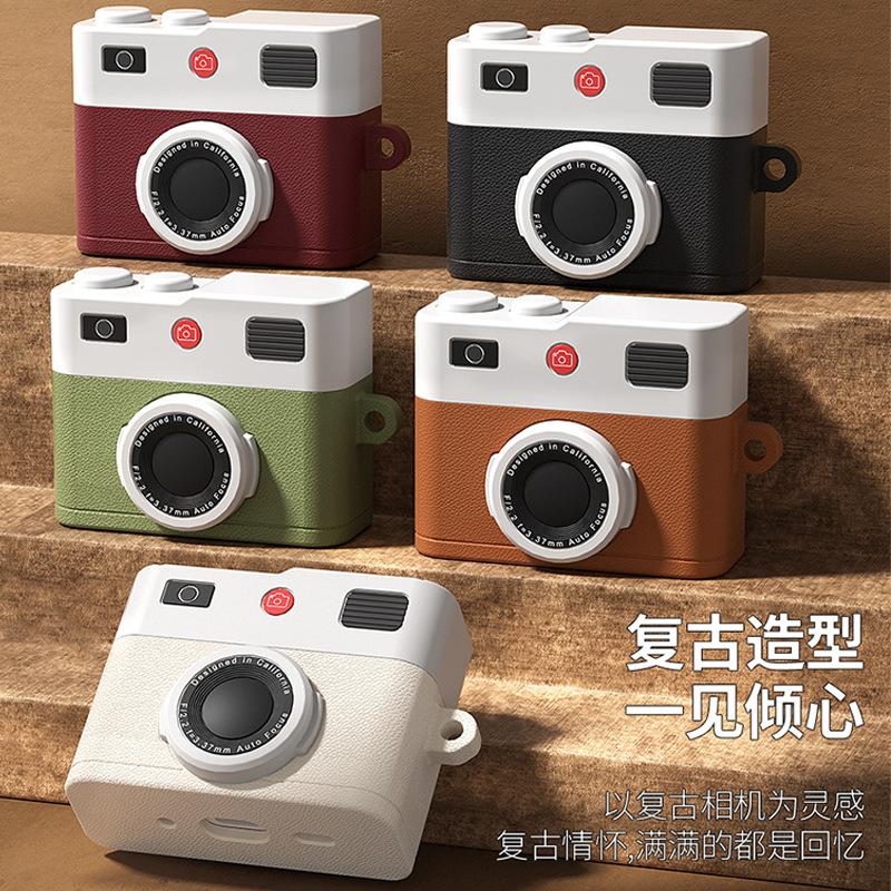 Applicable airpodspro3 generation apple wireless earphone case airpods4 retro camera pro2 silicone