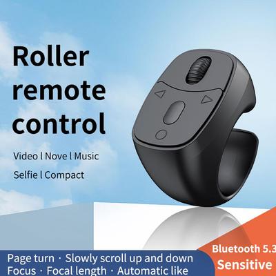Bluetooth-совместимый 5.3 Кольцо-пульт управления на палец Кольцо-мышь для прокрутки Беспроводная кнопка спуска затвора камеры Кнопка для селфи