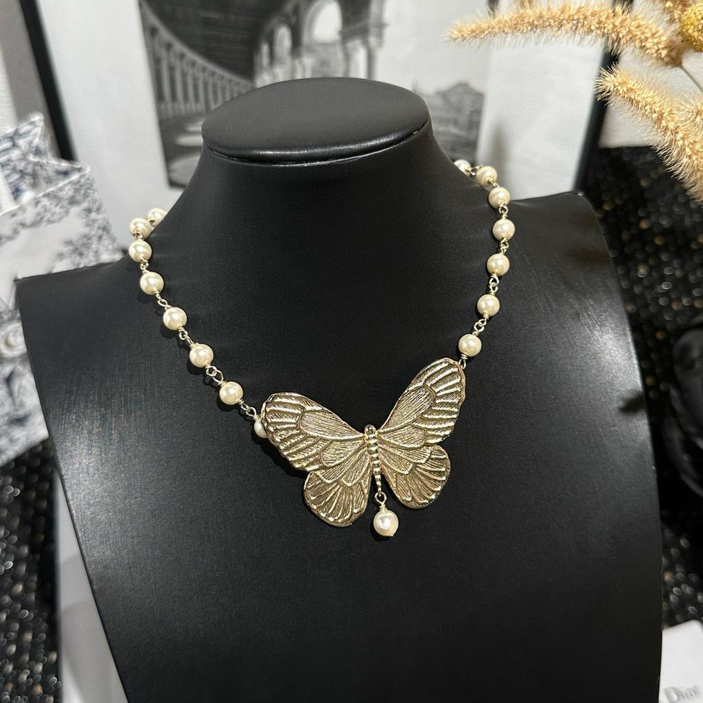 Новый Горячий Бренд Винтажное Женское Ожерелье Роскошные Ювелирные Изделия Для Женщин Подарок Мода Дизайнерский Кулон Типа Бабочка Жемчужная Цепочка Чокер