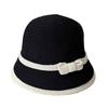 Dome contrasting knot knitted bucket hat summer seaside vacation sun hat ladies sun protection face hat