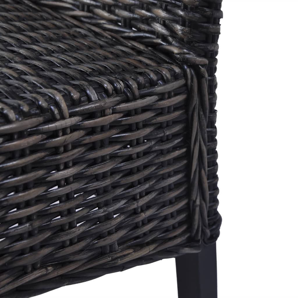 Dining Chairs Set of 4 Black Kubu Rattan and Mango Wood