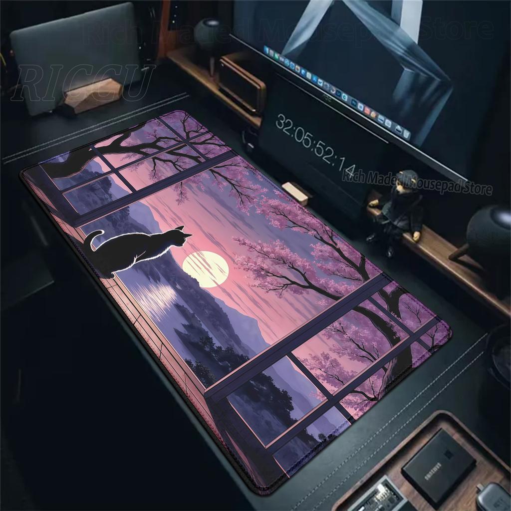 Милая Кошка Коврик для Мыши Большой Компьютерный Игровой Настольный Коврик XXL Резиновый Игровой Клавиатура Мышь Коврик Цветной Облако Настольный Коврик Офисные Аксессуары