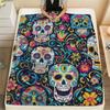Skull Print Soft Flannel Throw Blanket - Cozy, Warm, and Reversible for Couch, Bed, Office Naps, Camping, and Travel - Perfect Gift Idea, Air Conditio