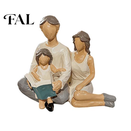 Hand Painted Desktop Figurine Family Reading Resin Statue, Abstract Faceless Parent Child Sculpture, Hand-Painted Minimalist Small Accents for Bedside