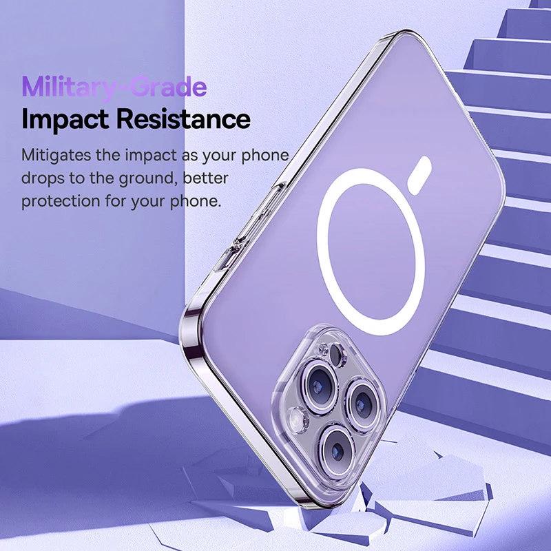 Magnetic Case for iPhone 15 14 Pro Max Support Wireless Charging Case for iPhone 13 12 11 Pro Clear Protective Cover Case