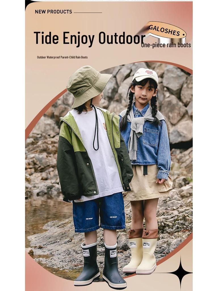 New Fashion Non-Slip Rain Boots: High-Top Waterproof Boots for Women, Men, and Children