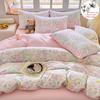 100% Cotton Printed Duvet Cover Set with Pillowcases - Floral Style Bedding Set Breathable  Hypoallergenic Machine Washable