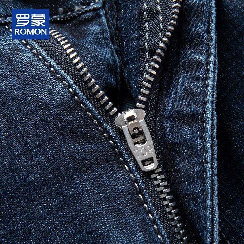 ROMON Мужские весенне-осенние повседневные джинсы прямого кроя стрейч