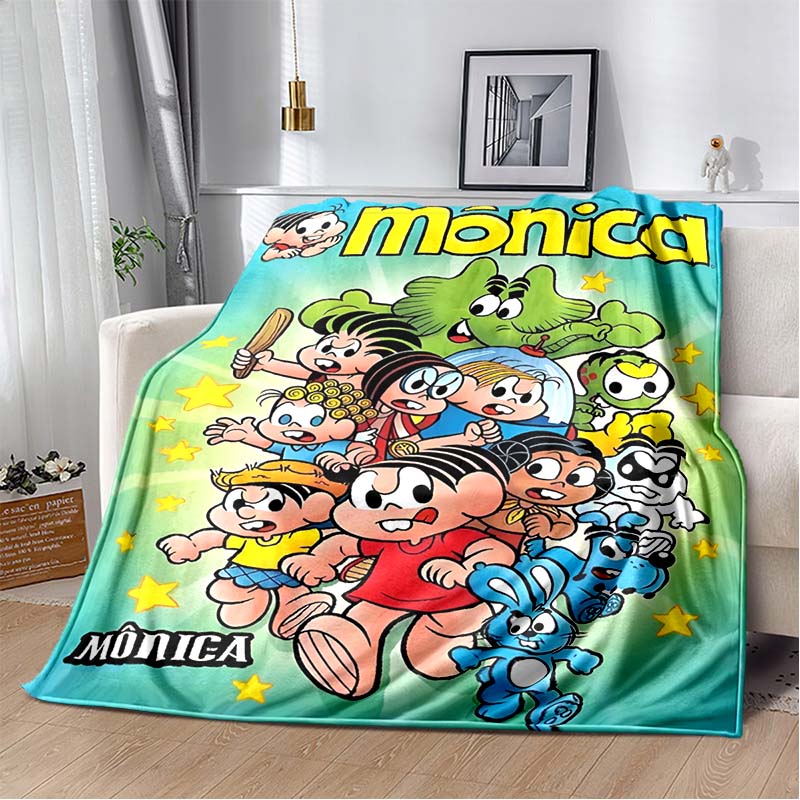 Turma da Mônica Short-Pile Blanket,Warm Soft and Suitable for All Seasons,Cartoon Blanket for Sons and Daughters.
