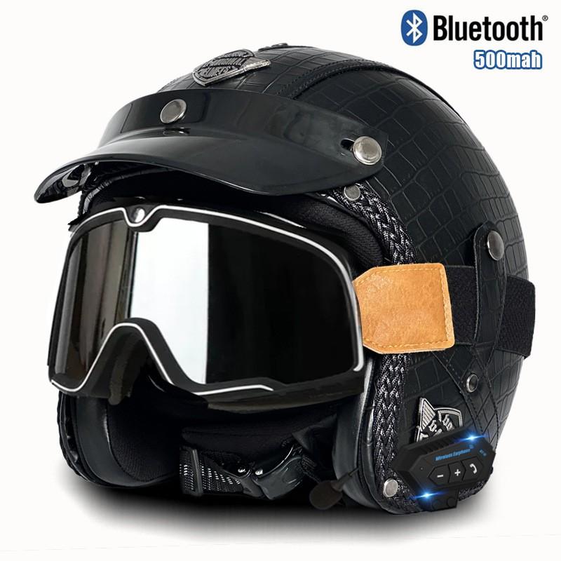3C Certified Retro Style 3/4 Motorcycle Helmet Men Women ABS Half With Bluetooth Compatible Visor Options
