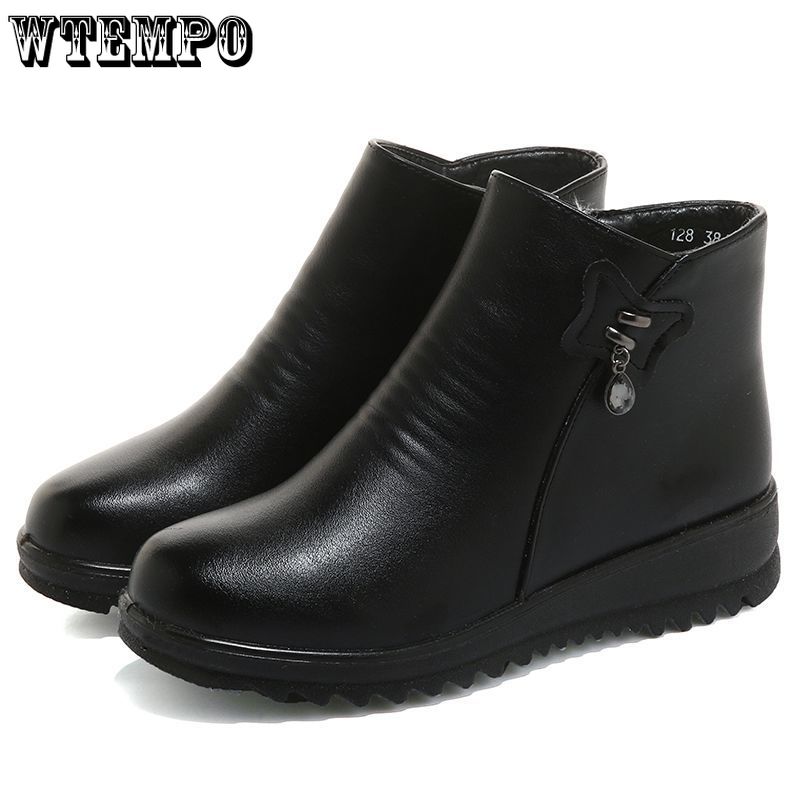 Зимние бархатные туфли из мягкой кожи и хлопка, женские теплые нескользящие кожаные туфли на плоской подошве, короткие сапоги на мягкой подошве