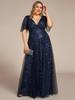 Ever-Pretty Womens Plus Size V Neck A Line Sequin Tulle Formal Dresses