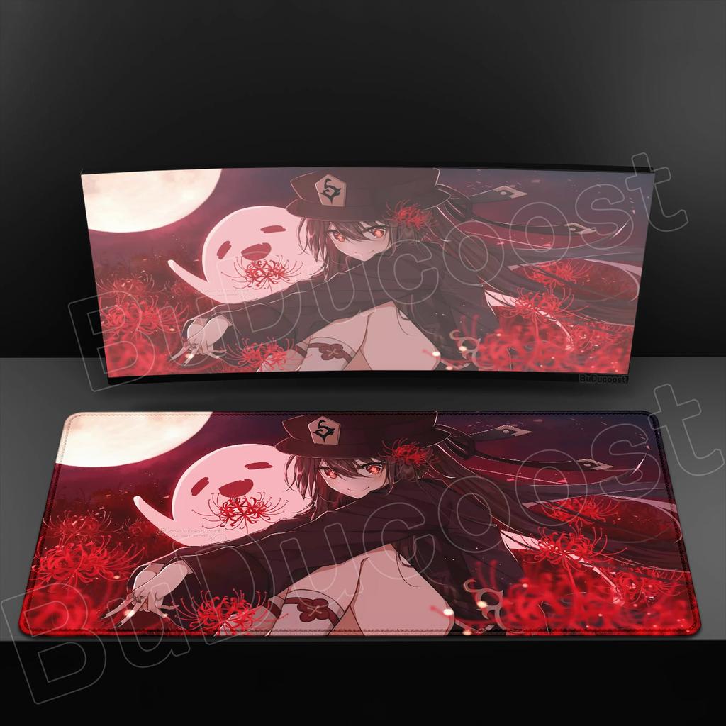 HD Printing Genshin Impact Hu Tao Mousepad Computer Locking Edge Non-slip Rubber Mouse Pad XXL Keyboard Anime Cute Girl Desk Pad