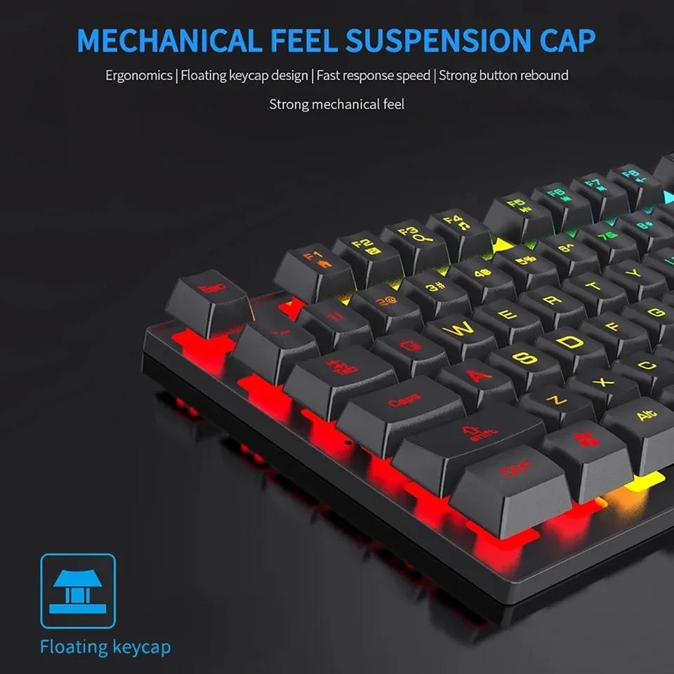 Wire Keyboard 104 Keys Gaming Keyboard RGB Backlit Luminous Mechanical Keyboard for Desktop Computer PC