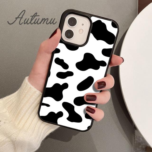 Чехол для телефона с цветочным принтом коровы для iPhone 11 12 13 14 Pro Max mini X XR XS SE 2020 5 6S 7 8 Plus Samsung Galaxy S21 S22 Cover shell