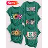 Lele Orientation Five-piece set for women T Shirt Sunflower floral lettering artistic vintage print Spring, Summer, Autumn Casual Elegant Women's