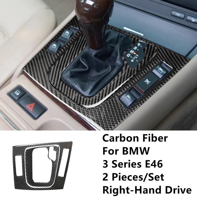 Carbon Fiber Stickers Car Gear Shift Panel Modification Cover Trim Strips For BMW 3 Series E46 98-04 Car Inner