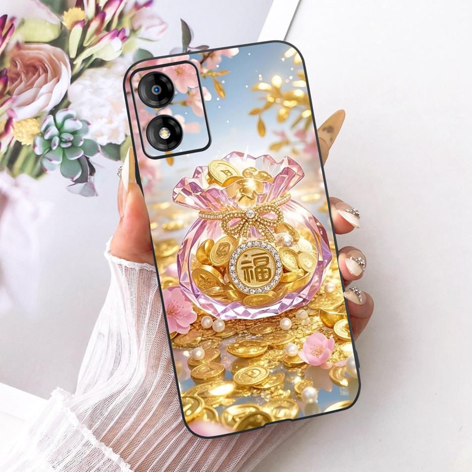 For Motorola Moto E13 Case Moto E14 Luxury Flowers Butterfly Painted Cover Soft Silicone Case For Motorola E14 E 13 MotoE13 Bags