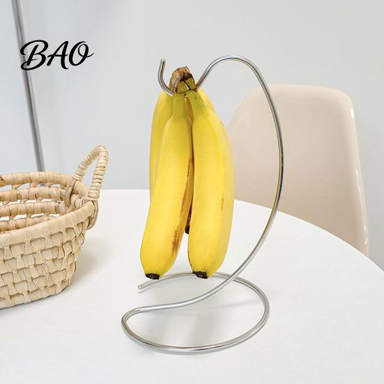 Fruit Basket with Hooks Banana Hanger, Stainless Steel Hook Stand, Keep Fresh Hanger Bananas Free Longer, Space-Saving Rack for Kitchen Countertop