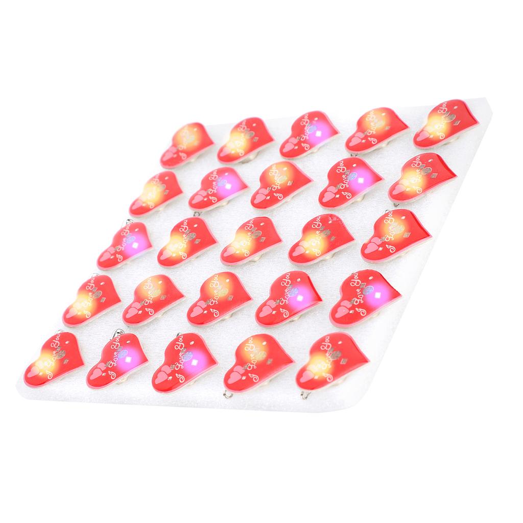25pcs Heart Shaped Cute LED Christmas Brooches Pin Badge for DIY Craft Clothing Decor Party Favors
