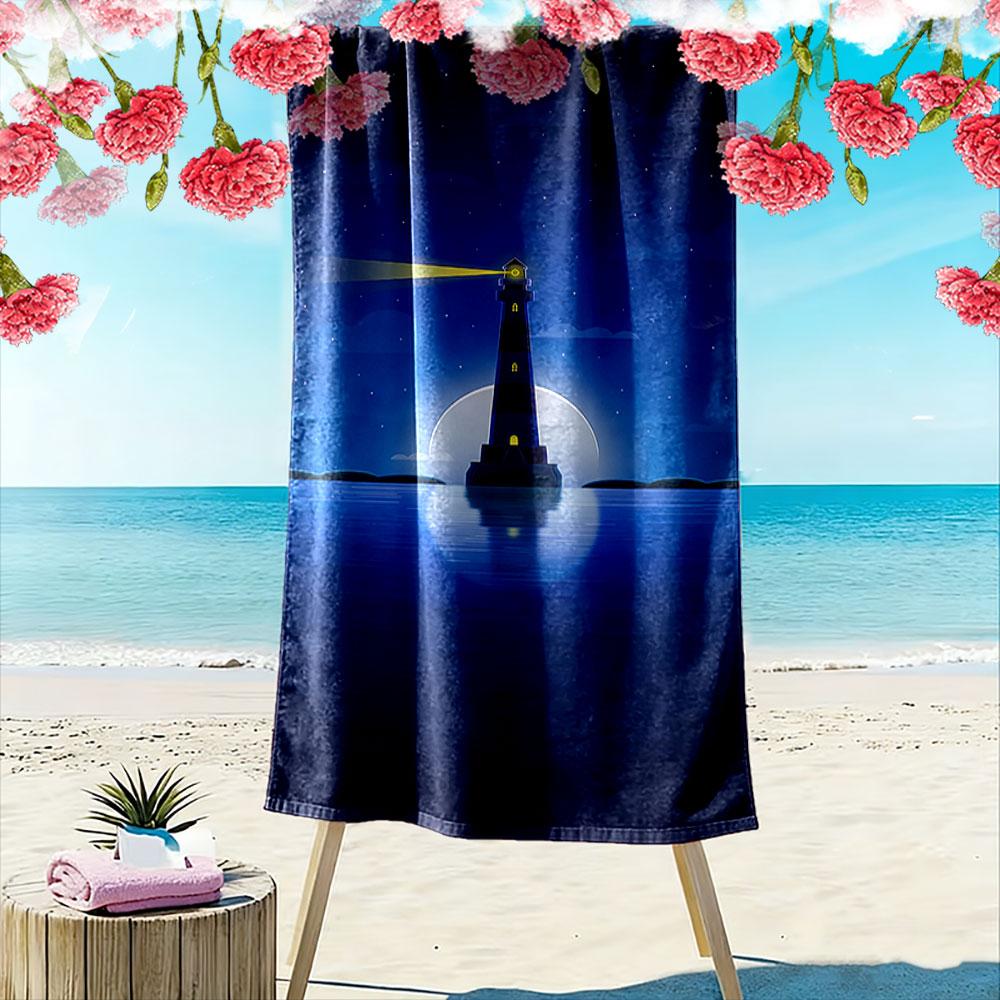 Lighthouse at Night Design A must-have beach towel for beach travel