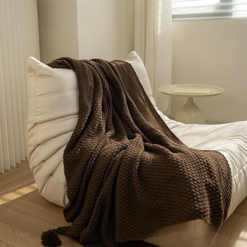 Maillard Knitted Throw Blanket with Tassels Soft Warm Sofa Cover Bed Fringe Blanket Cozy Boho Home Decor