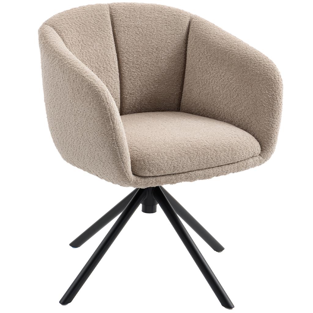 Armchair, Upholstered Chair with Comfortable Seat Shell, Swivel, Cozy Cover, up to 120 kg, Light Brown