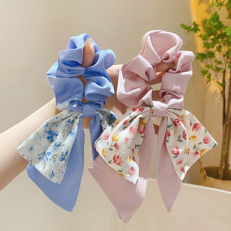 Broken Flower Bowknot Large Intestine Hair Ring Female Tie Hair Headstring Hair Band Small Scarf Ribbon Headwear