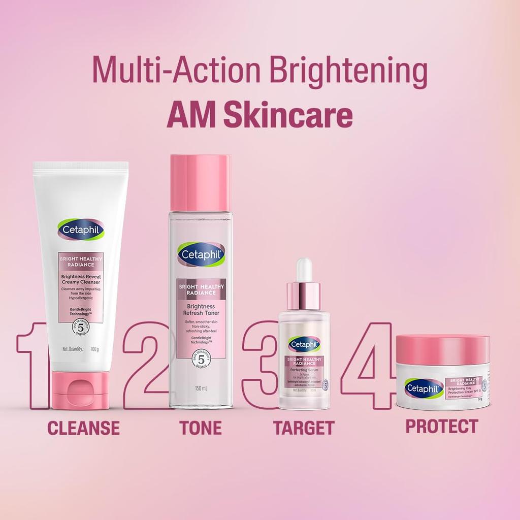 Cetaphil Крем-пенка для умывания Brightness Reveal 100 г Осветляющая пенка для умывания для неровного тона кожи с ниацинамидом и морским нарциссом