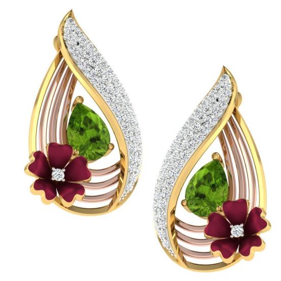 Женщины Искусственный Изумрудный Цветок Капли Воды Кулон Ожерелье Серьги-гвоздики Комплект Ювелирных Изделий