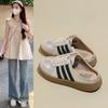 Half Slipper Women Wearing White Shoes with Thick Soles, Lazy Shoes for Women, Casual Shoes