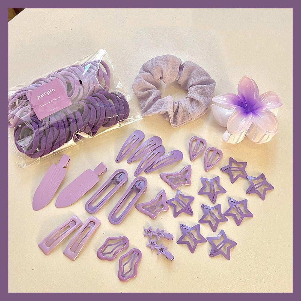 80Pcs Macaron Hair Accessories Set Cute Elastic Hair Bands Luxury Flower Claw Clip  for Women Girls