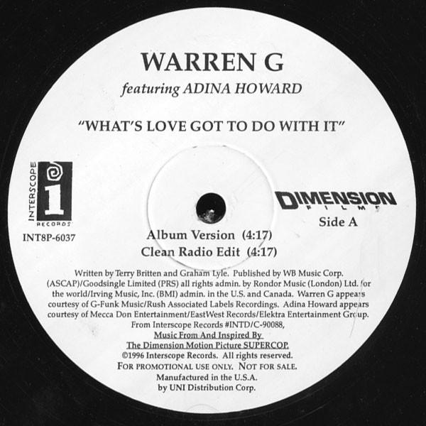 12-дюймовая пластинка WARREN G ADINA HOWARD Whats Love Got To Do With It INT8P6037 Interscope Reco 1996 США Рэп Хип-Хоп R&B Б/у