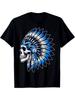Men's & 's Plus Size Native American Chief with Skull Headdress T-Shirt - 220GSM Heavyweight Pure Co