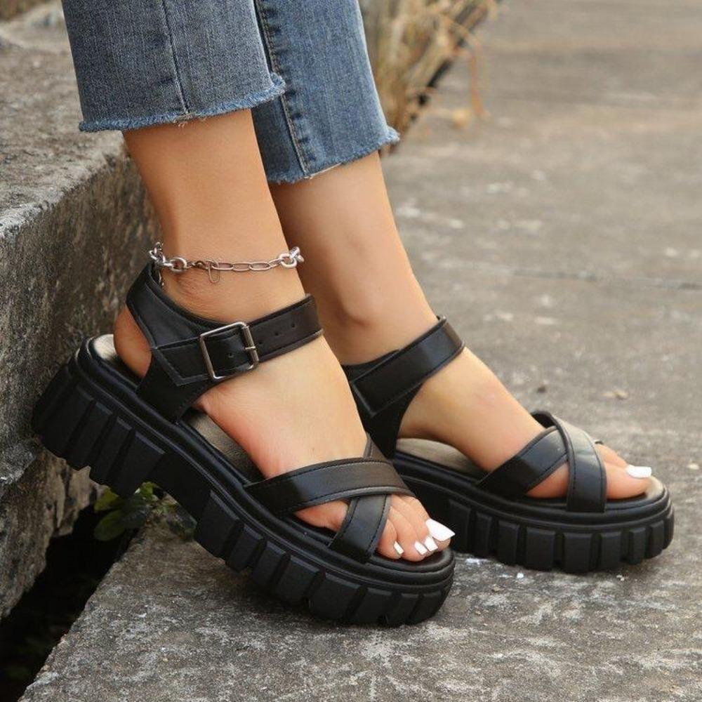 Летние белые сандалии для отдыха на толстой подошве, женские открытые римские сандалии для девочек