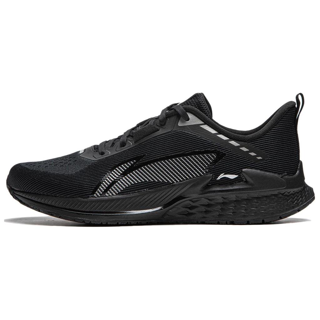 Li Ning Удобная и дышащая ткань Амортизация, износостойкие низкие беговые кроссовки мужские черные ARBU003-2