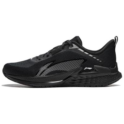 Li Ning Удобная и дышащая ткань Амортизация, износостойкие низкие беговые кроссовки мужские черные ARBU003-2