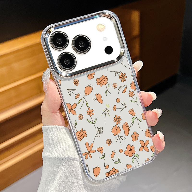 Чехол с мелким цветочным узором для iPhone 17 Pro Max iPhone 16 15 14 13 Pro Max 11 17e 16e Покрытие Рамка для камеры Прозрачная Мягкая силиконовая задняя крышка